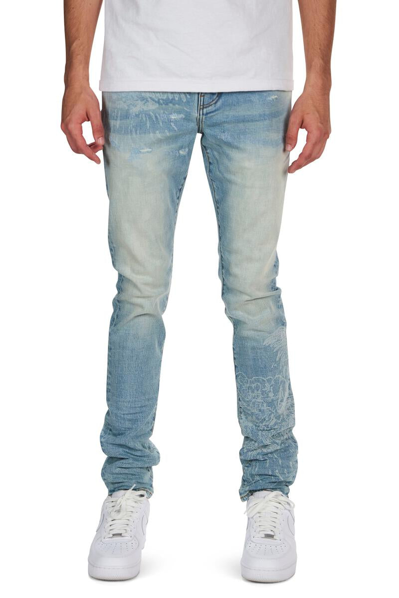 Dead Than Cool Laser Print Jean (LT BLUE)