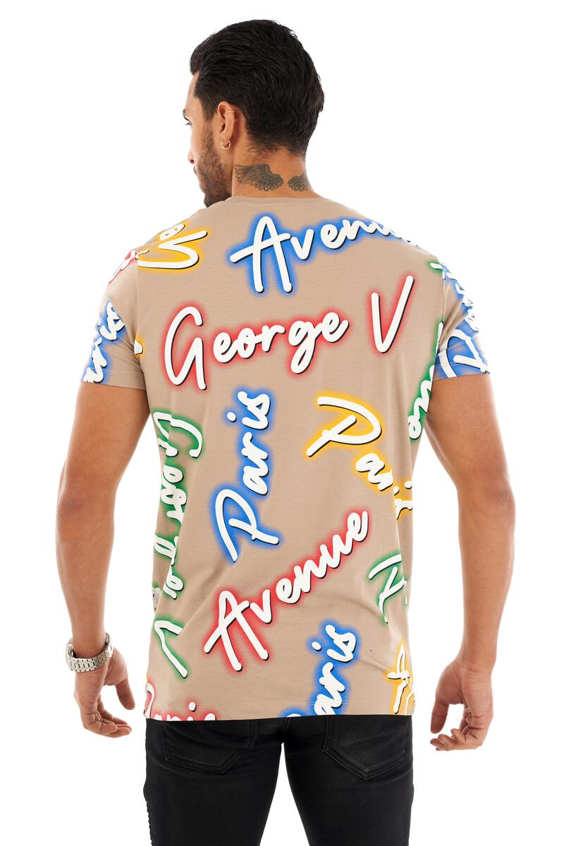 George V Paris GVP All Over Logo Shirt (BEIGE)