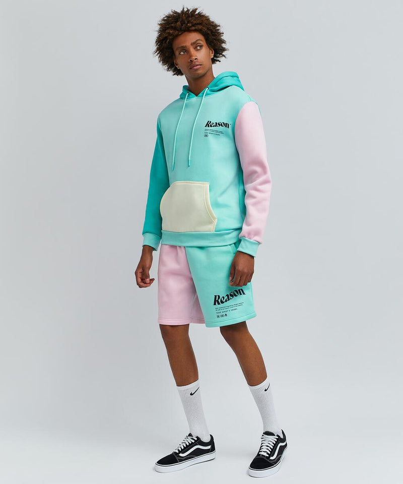 Reason Pastel Fleece Hood & Short Set (TEAL/Multi)