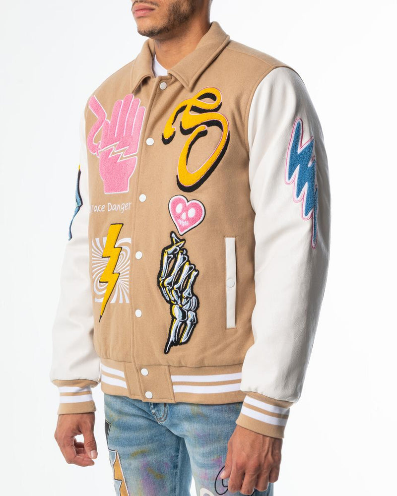 SUGARHILL DANGER LETTERMAN JACKET (TAN)