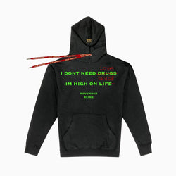 NOVEMBER REINE HIGH ON LIFE HOODIE (BLACK NEON GREEN RED)