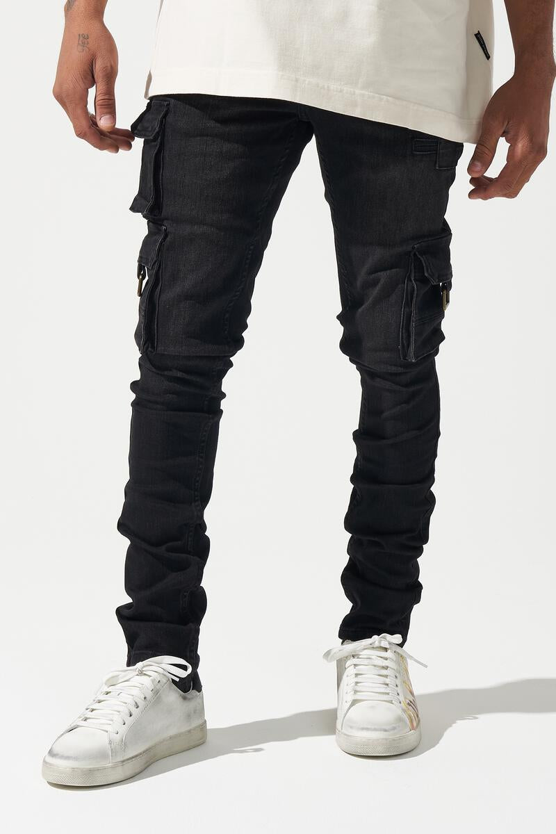 Serenede Panthera Cargo Jeans (Washed Black)