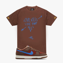 November Reine LOVE KILLS LIKE FAKE PILLS TEE (BROWN AND BLUE)