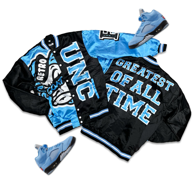 RETRO LABEL UNC GOAT Satin JACKET (RETRO 5 UNC UNIVERSITY BLUE)