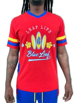 Blac Leaf Life V-Neck Shirt (Red)