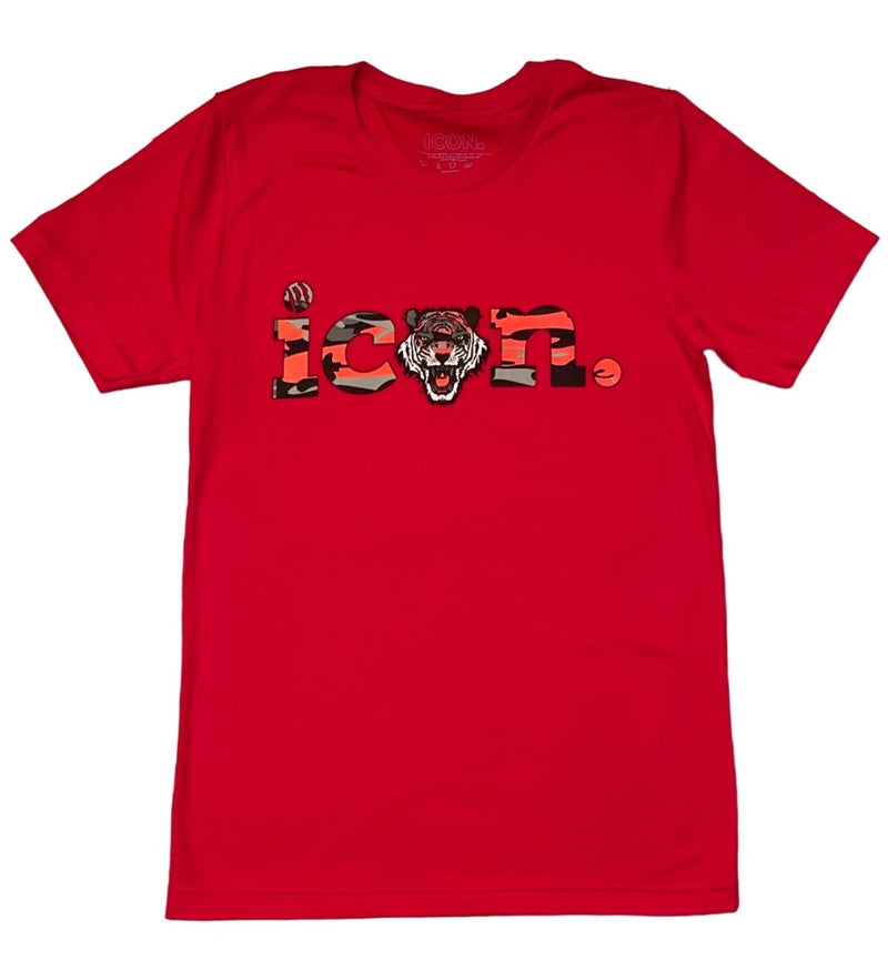 Icon Tiger logo camo tee (RED)