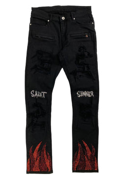 Focus Flame Stone Denim (Black/Red)