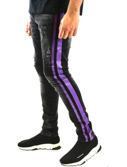 Reelistik Paint Splatter Denim (Black/Purple Stripe)