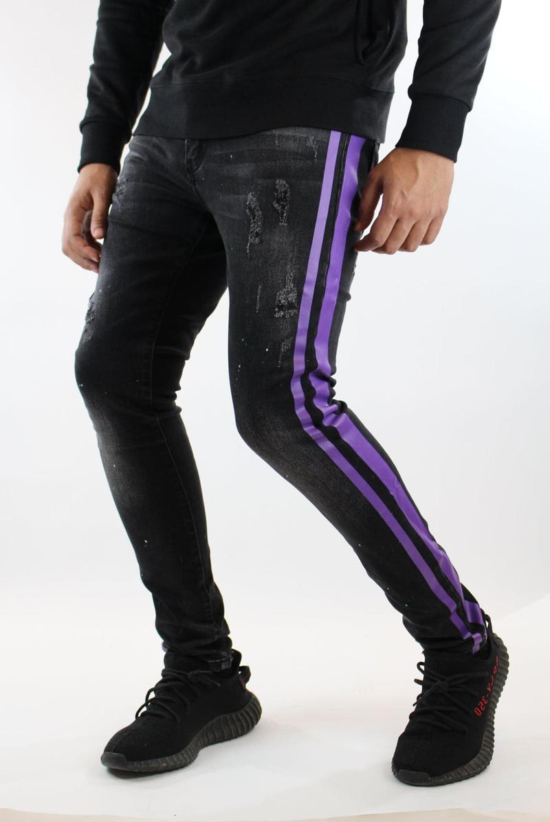 Reelistik Paint Splatter Denim (Black/Purple Stripe)