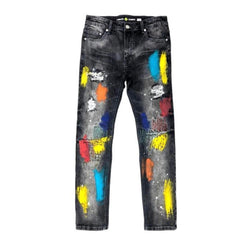 Create 2MRW Painted Embroidery Jean (Black Paint Splatter)