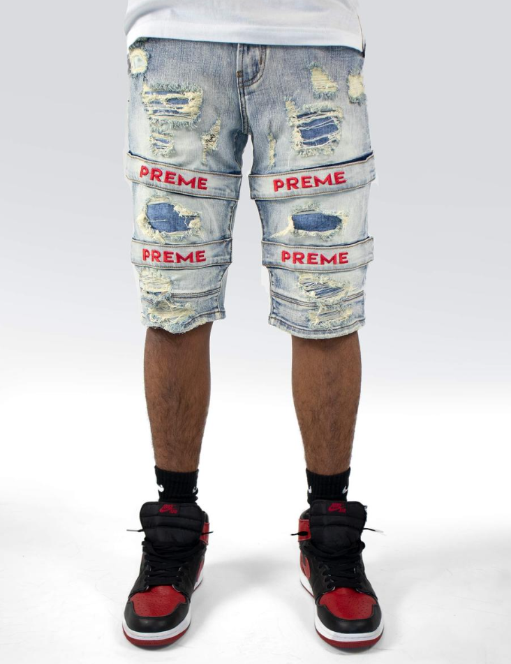 Preme Denim Red Strap Shorts (Red Strap)