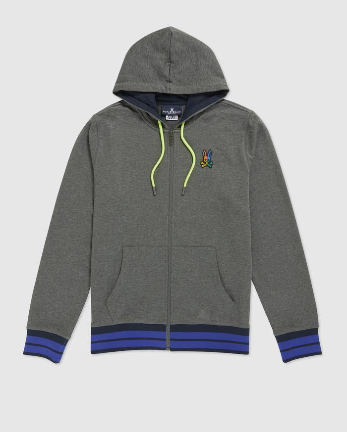 Psycho Bunny MENS WARWICK COLOR BLOCK LOGO HOODIE (Heather Storm)