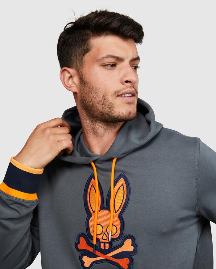 Psycho Bunny MENS CORBY TWILL LOGO HOODIE (Magnet)