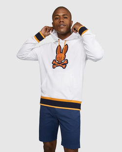 Psycho Bunny MENS CORBY TWILL LOGO HOODIE (White)