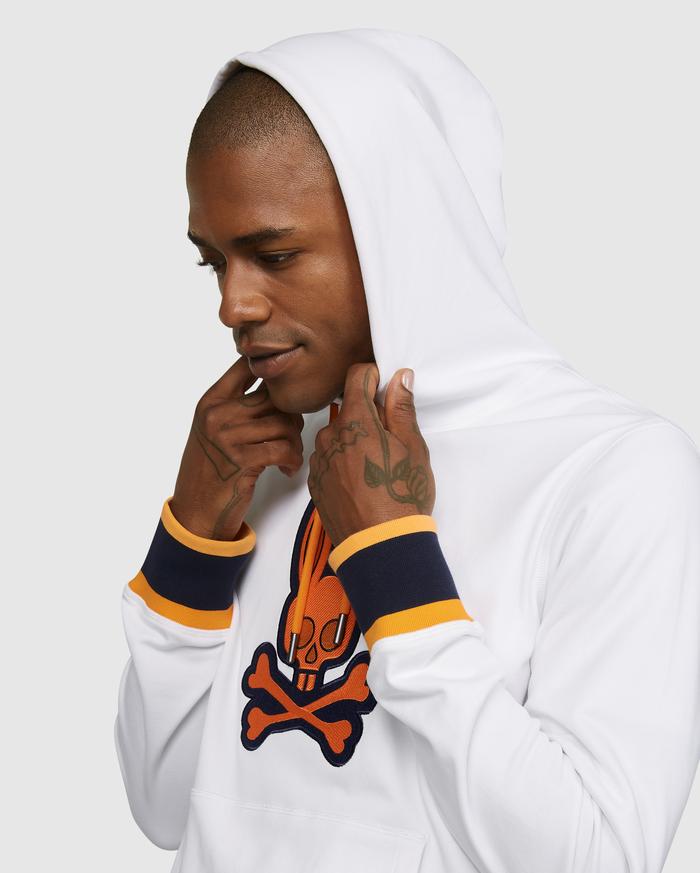 Psycho Bunny MENS CORBY TWILL LOGO HOODIE (White)