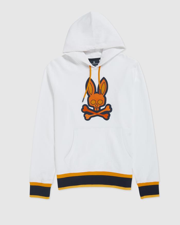 Psycho Bunny MENS CORBY TWILL LOGO HOODIE (White)