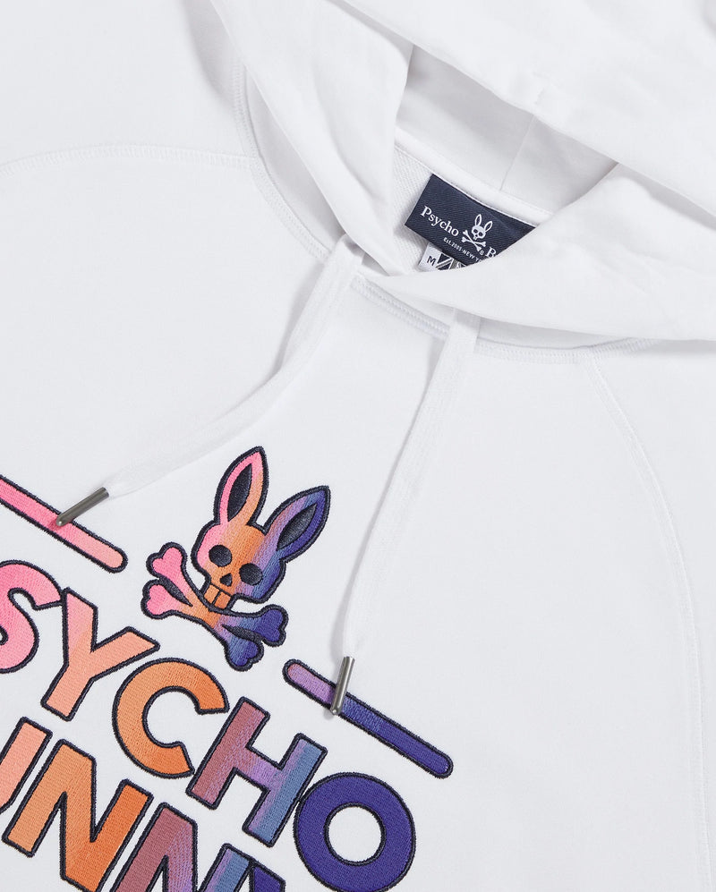 Psycho Bunny MENS DYLAN GRADIENT BUNNY HOODIE (White)