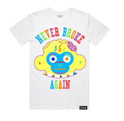 Never Broke Again Monkey Head Colorful Tshirt (White)