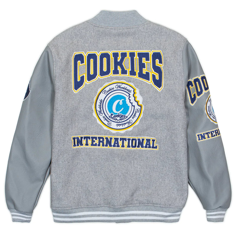 Cookies DOUBLE UP WOOL LETTERMAN JACKET (HEATHER GREY)