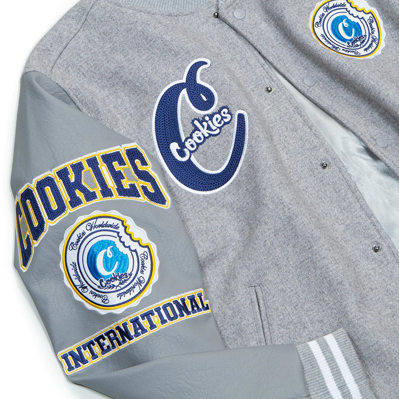 Cookies DOUBLE UP WOOL LETTERMAN JACKET (HEATHER GREY)