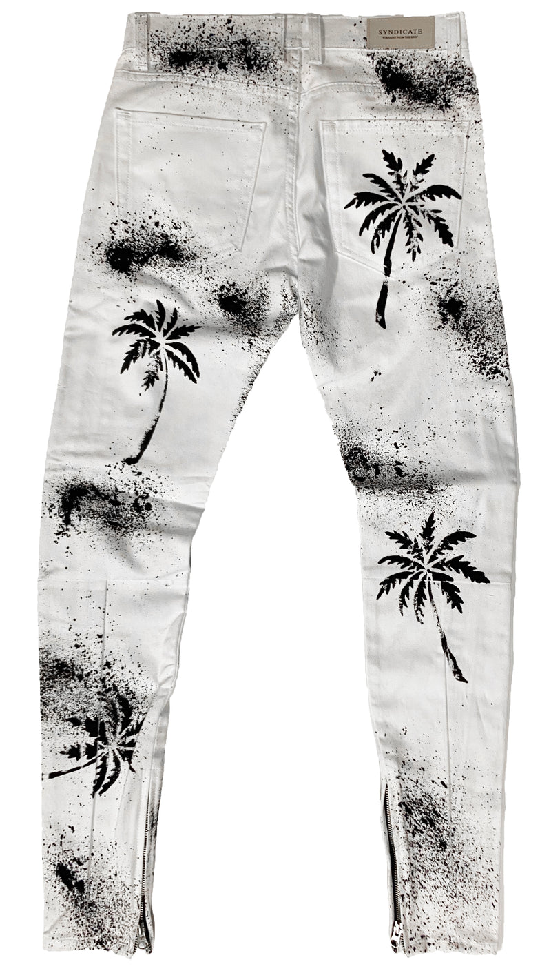 Syndicate by Golden Denim All Over Palm Jeans (White)