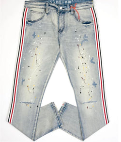 Kilogram Plain Splatter Denim (Black/Red Stripes)