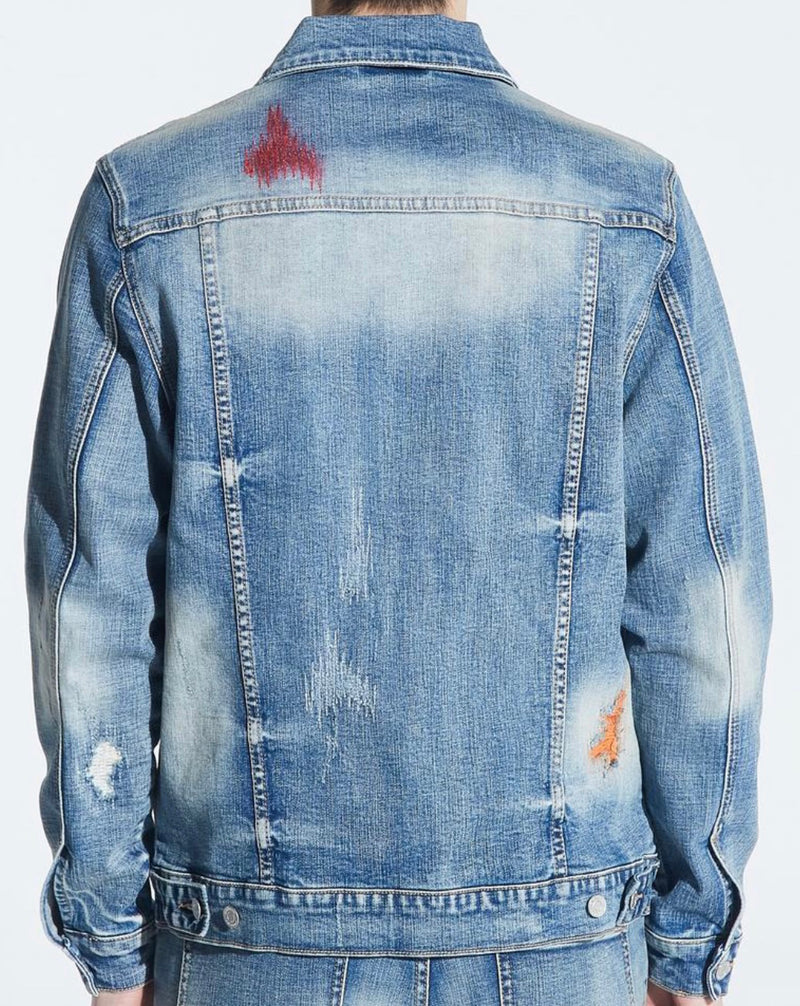 Embellish Hamlin Denim Jacket (Light Indigo Patches)