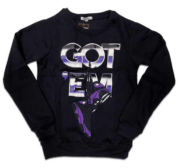 Retro Label Got'em Crewneck (Retro 13 Court Purple)