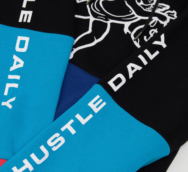 Hustle Daily Paneled Angel Hoodie (Black/Blue)