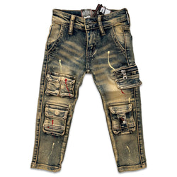 DenimiCity Kids Tactical Enemy Denim (Dark Vintage Wash/Tan/Burgundy)