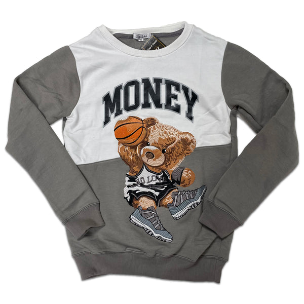 RETRO LABEL MONEY BEAR CREWNECK (RETRO 11 COOL GREY LOW)