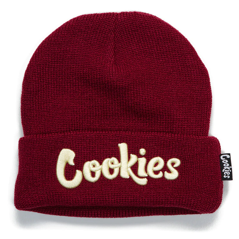 Cookies ORIGINAL MINT EMBROIDERED KNIT BEANIE (BURGUNDY/CREAM)