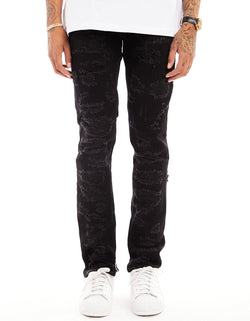 Damati Distressed Rip and Repair Denim (Black)