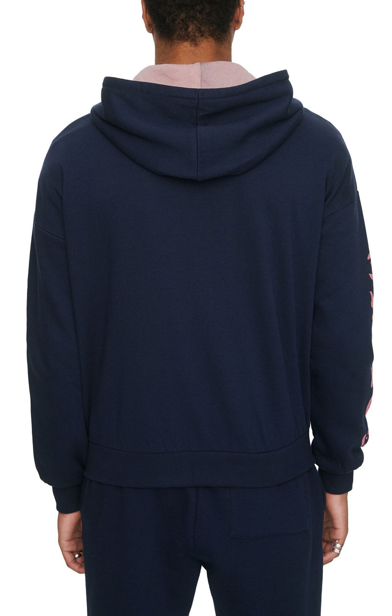 Eleven Paris Knit Hooded Front Zip Sweatshirt (DRESS NAVY)