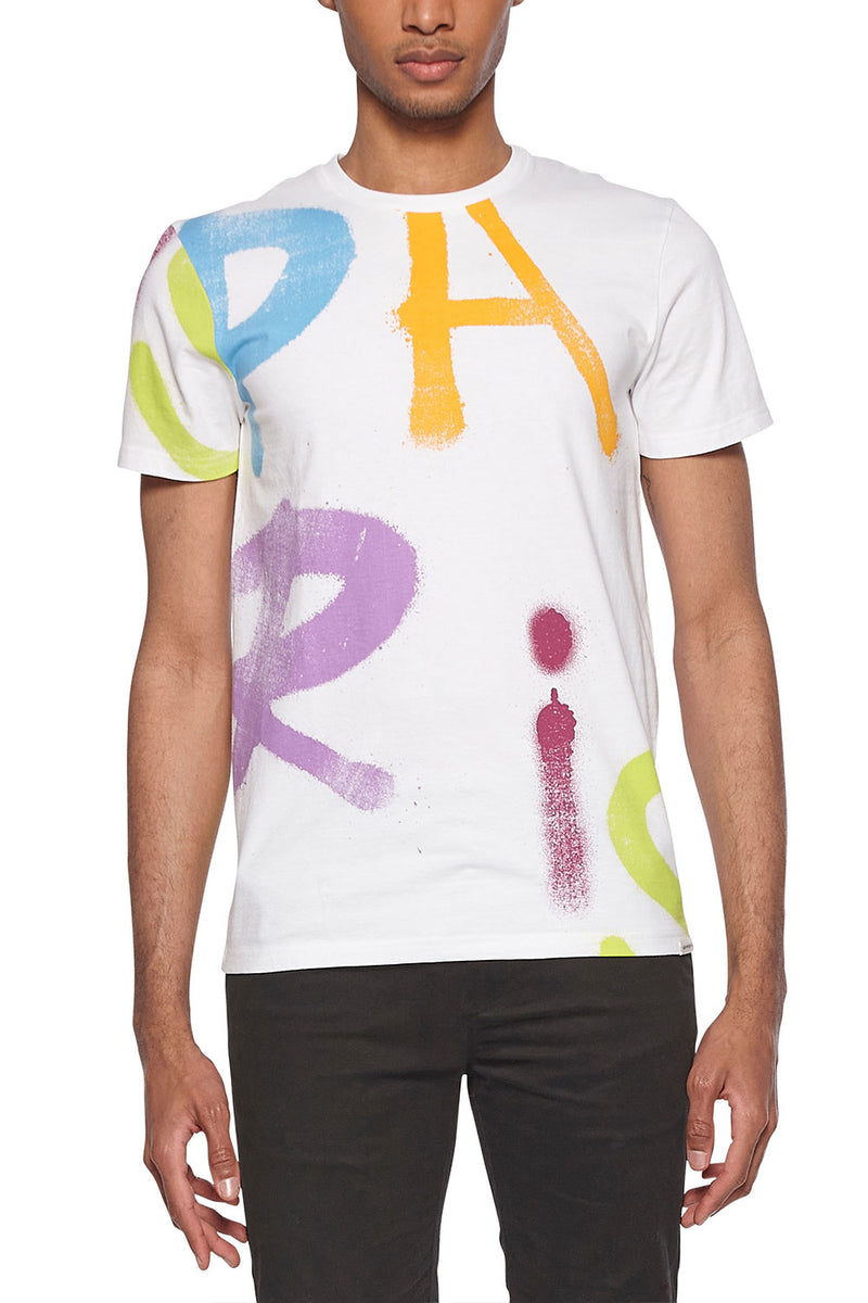 Eleven Paris Knit Graffitti Aop Short Sleeve Crewneck T-Shirt (WHITE GRAFFITTI AOP)