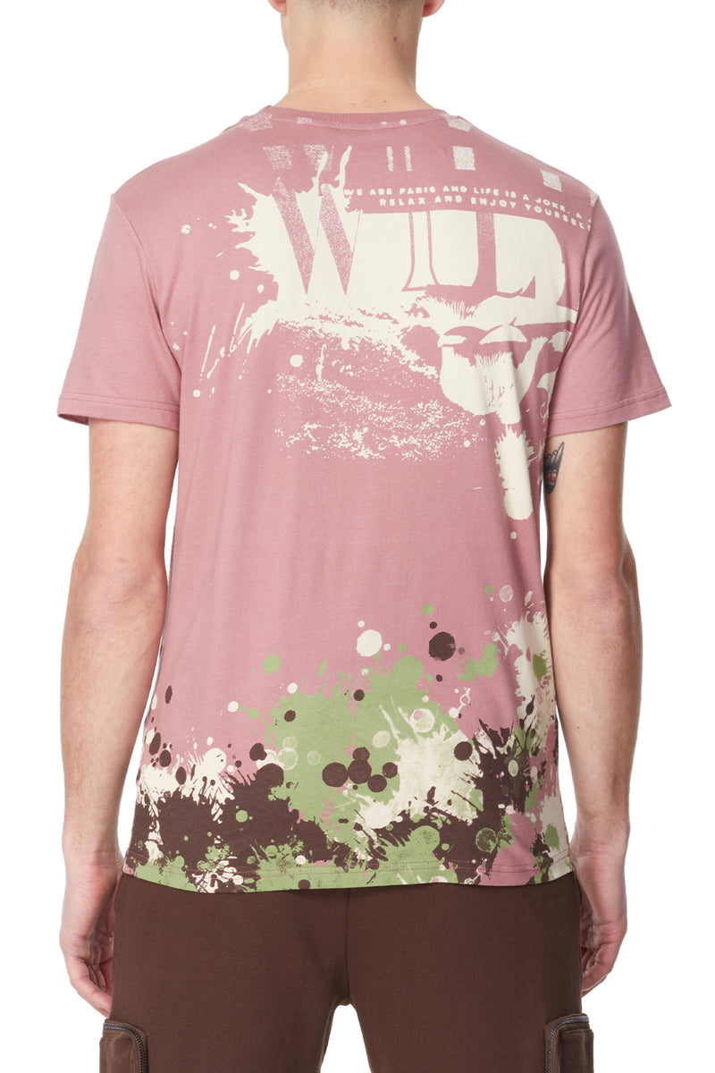 Eleven Paris KNIT SPLATTER SHORT SLEEVE CREWNECK T-SHIRT (NOSTALGIA ROSE SPLATTER)